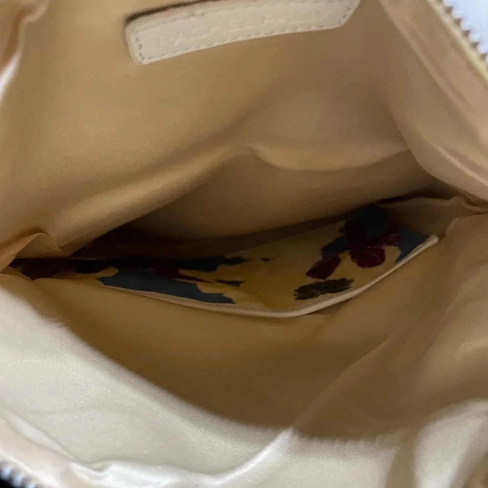 NWOT- Rachel Pally Off White Faux Leather & Floral Canvas Fold Over Clutch #H-19 - Picture 4 of 5